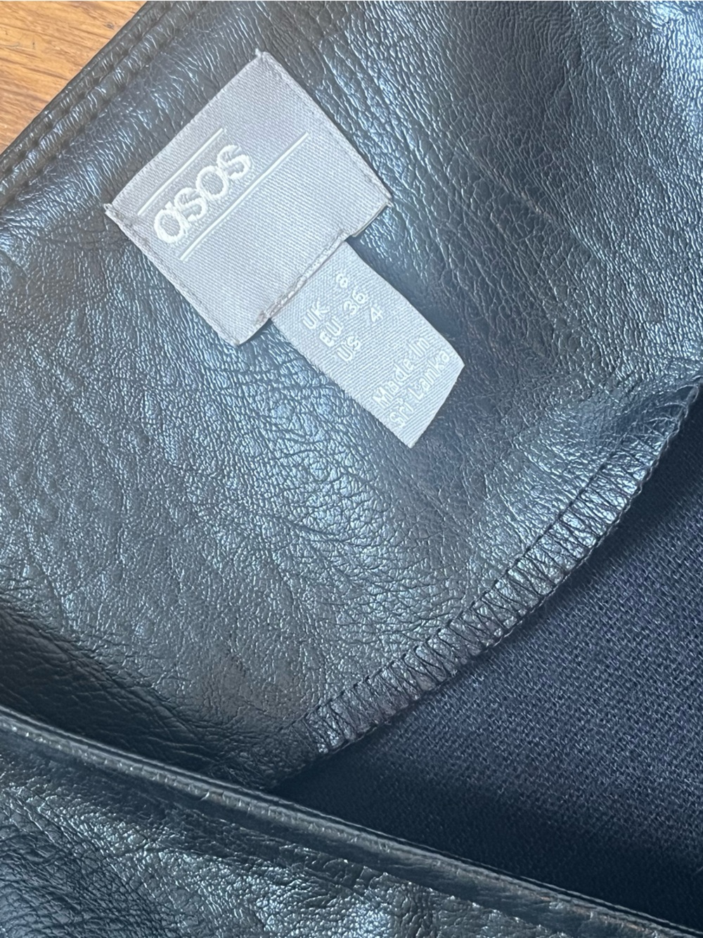 ASOS Black Faux Leather Puff-Sleeve Wrap Dress - Picture 8 of 9